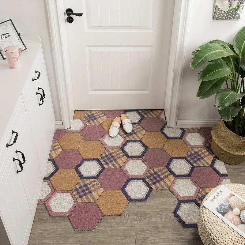 

PVC Doormat Carpet Nordic Style Silk Loop Foot Household Mat Carpet Living Room Kitchen Hallway Entrance Floor Outdoor Doormats