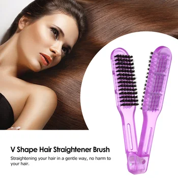 

Hair Straightener Brush V Shape Hair Comb Folding Hair Straightening Brush Salon Hair Styling Tool Random Color