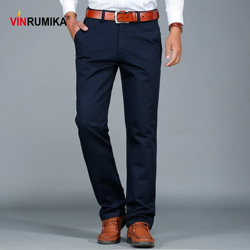 

2022 Spring men's business casual brand straight pant autumn man cotton black work pants large Size classic khaki long trousers