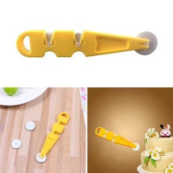 

3 Wheel Fondant Embosser Cutter Cake Decorating Tool Making Wheel Embosser Cutter Tool Pastry Round Pad Lace Cutter Knife Baking