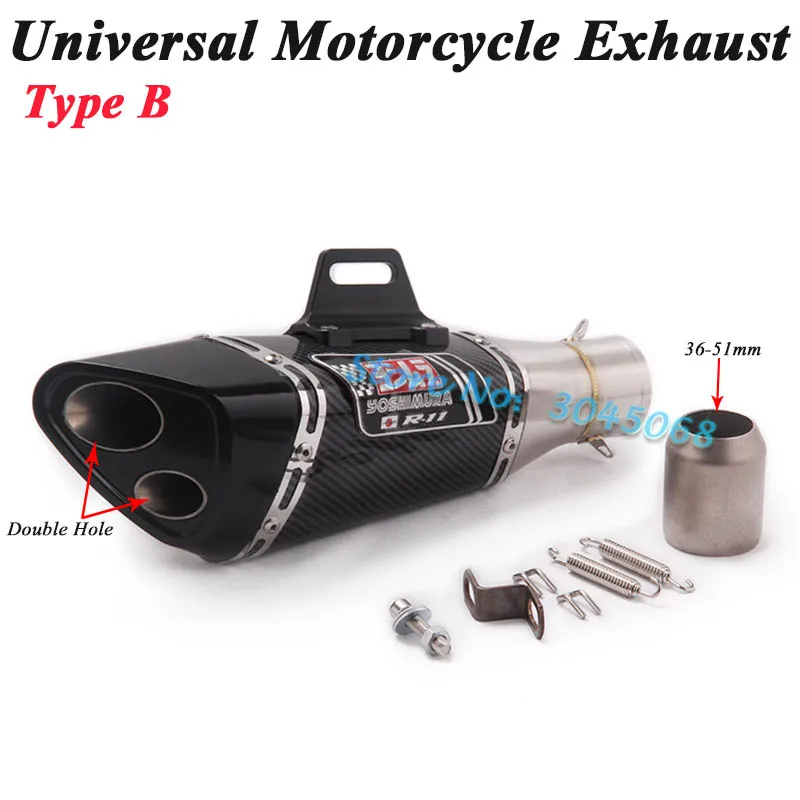 Универсальный мотоцикл Yoshimura выхлопной трубы Escape изменение мото 2 глушитель с отверстиями для Ninja400 Z250 R15 MT-09 GSXR150 CBR300 ER6N - Цвет: Type B