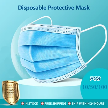 

IN STOCK Disposable Face Masks Mascarillas 3-Ply Anti-Dust Nonwoven Elastic Earloop Breathable Protect Filter Dustproof Mask