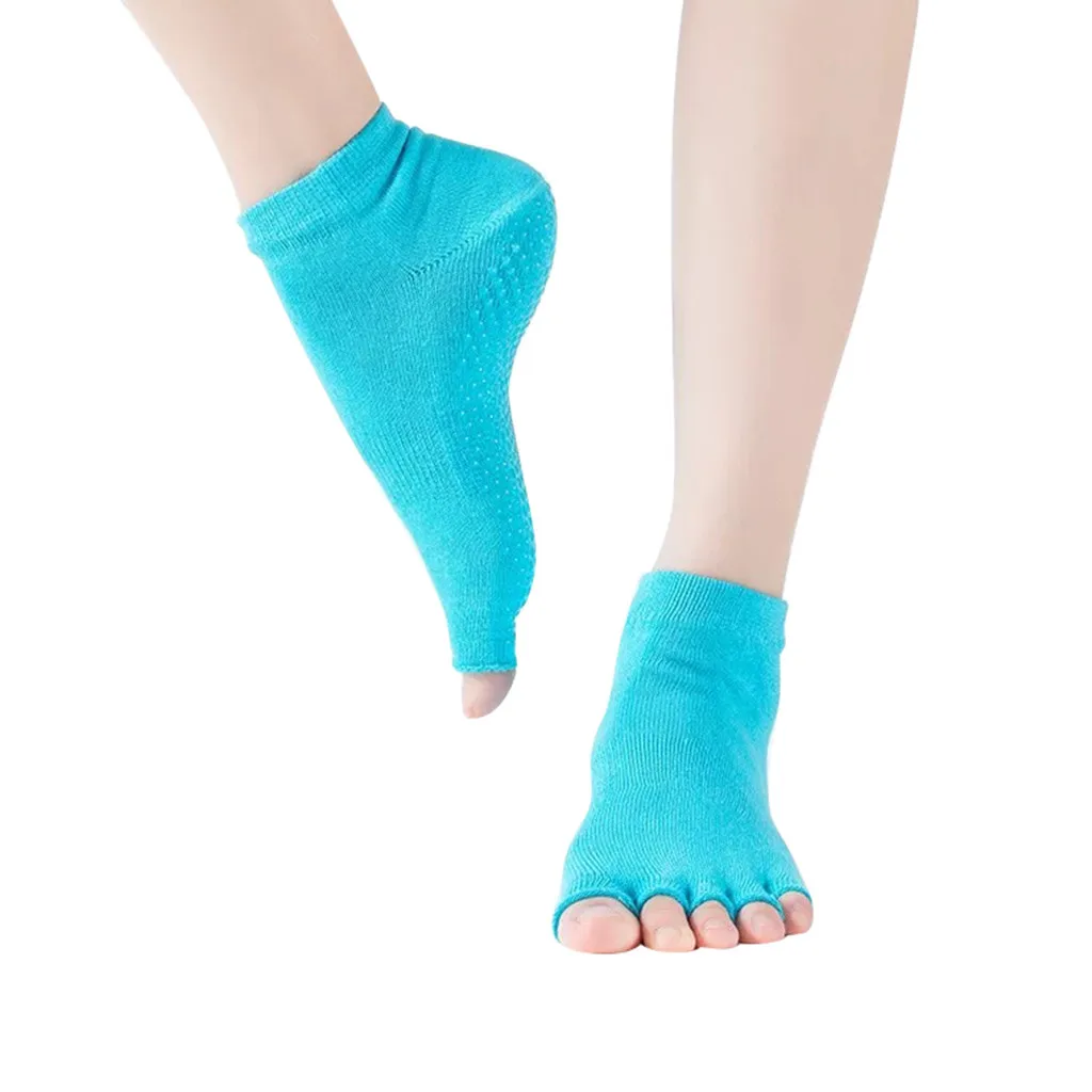 Несколько цветов, носки для йоги для женщин, Нескользящие, без пятки, носки для балета, для танцев, впитывающие пот дезодорирующие, не трения# P20 - Цвет: 2