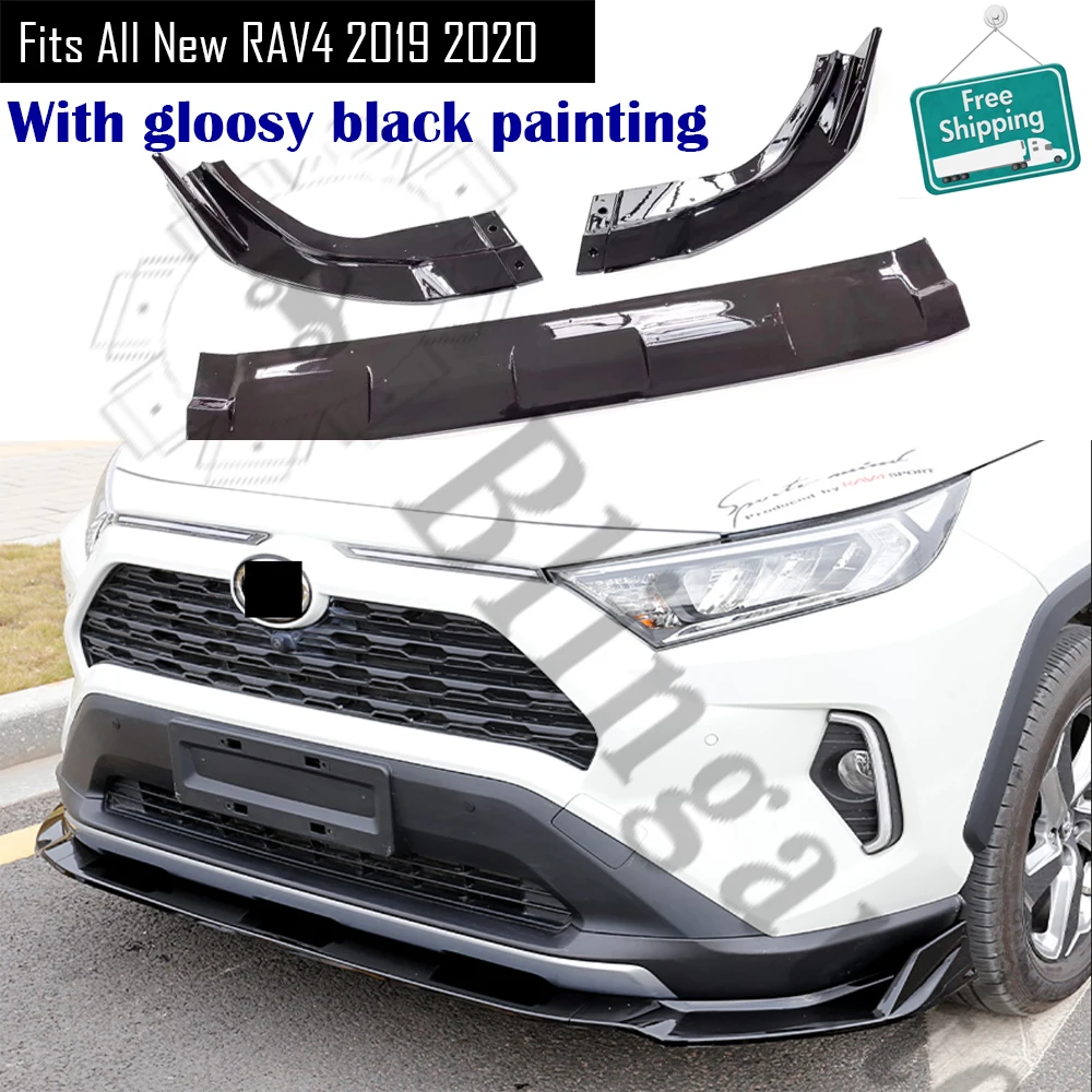 Передний диффузор подходит для T oyota все новые RAV4 ABS пластик Передняя губка автомобильный бампер для губ рассеиватель gloosy черный