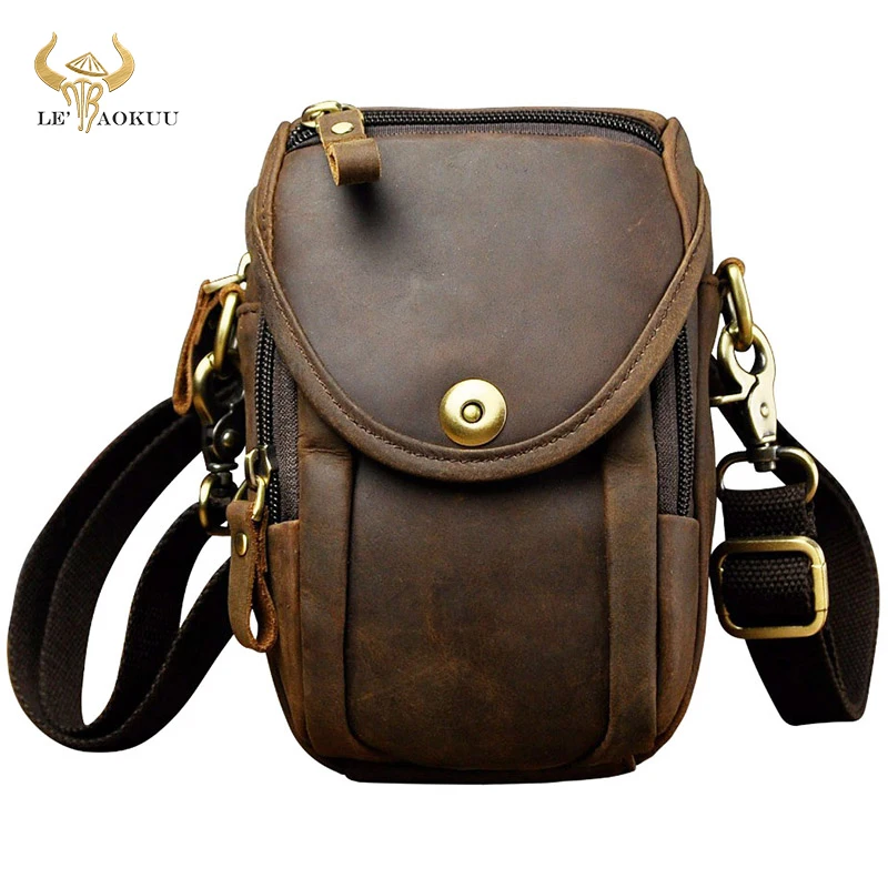 

Real Soft Leather Male Coffee Design Mini Shoulder Messenger Cross-body bag Belt Fanny Waist Pack Bag Travel Small Pouch Men 269