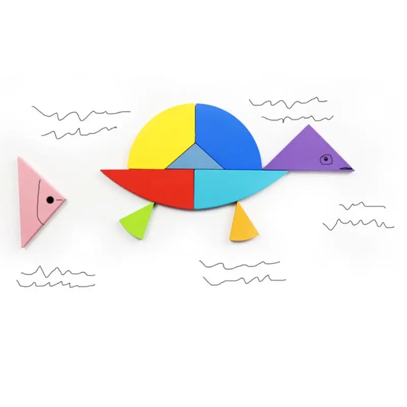 Деревянные головоломки набор Классический Tangram головоломки в железной коробке ребенок Фокус Обучение подарки
