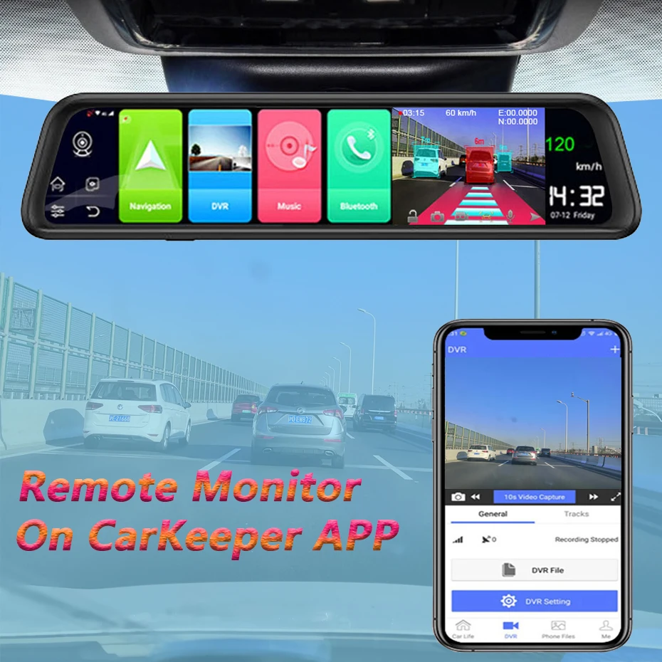 ڵ ķ GPS ׺̼ ADAS ̷  ī޶, FHD 1080P  ڵ   DVR, 10 ġ 4G ȵ̵ 8.1