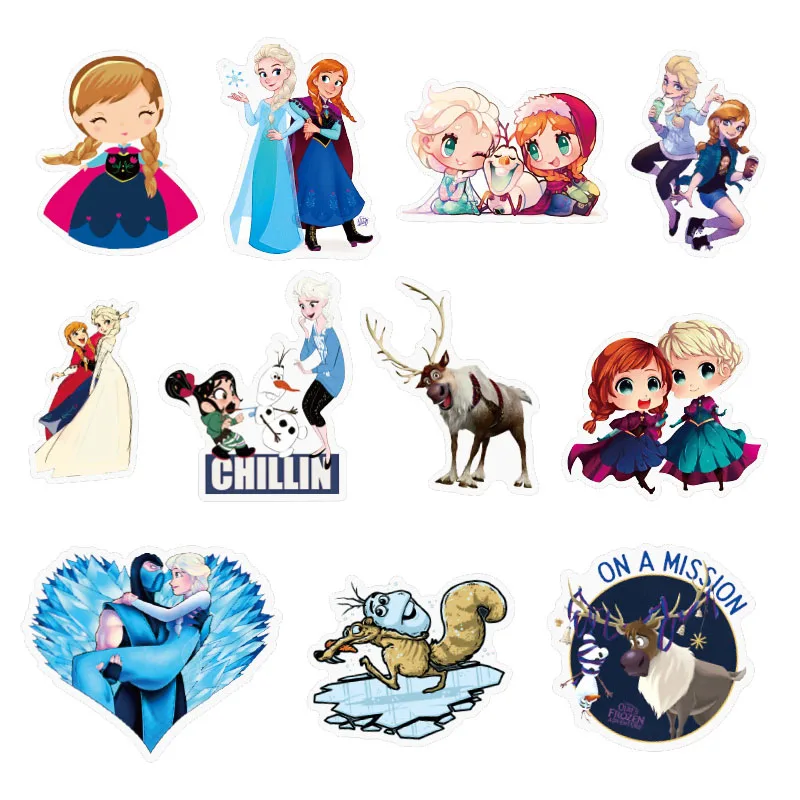 Disney Elsa Snow Whitel Princess Sticker For Kids Luggage Skateboard