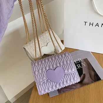 

Soft Pu Leather Messenger Bags Women 2020 Car Stitch Chain Handbag Women's Shoulder/crossbody Bags Ladies Heart-shaped Lock Flap