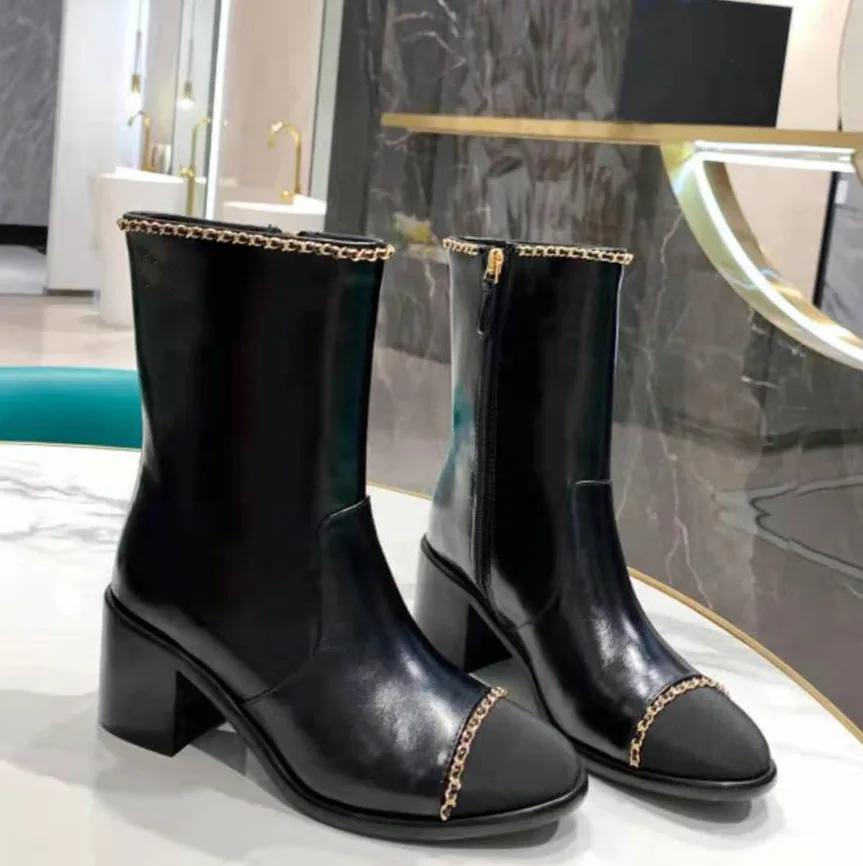 新品レコード 女性の革ショートブーツ 金属チェーン装飾革ブーツ マーティンのブーツ 解説動画あり Women S Shoes Www Celpan Com Br