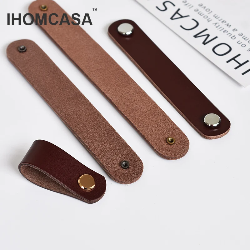Leather Knobs Furniture Drawer Wardrobe Door Handle Cupboard Shoe Cabinet Pulls Knob furniture handles kitchen door handles ball lever knob