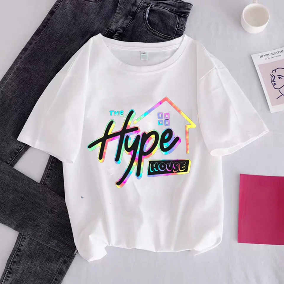 

The Hype House Tshirt Women Kawaii Aesthetic O-neck T Shrit Clothing New Graphic Harajuku Funny Summer T-shirt Female Tops Tee
