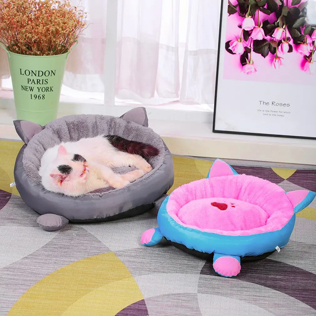 

Cotton Cat Bed House for Cats Winter Warm Cat Mat Cute Cat Beds Round Cushion Beds for Small Dog Kennel Pet Cat Bed Cama Gato