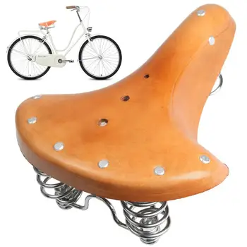 

Retro Leather Spring Seat Shock Absorption Cushion Cycling Universal Comfortable Replacement Old Style Classic Bicycle Saddle