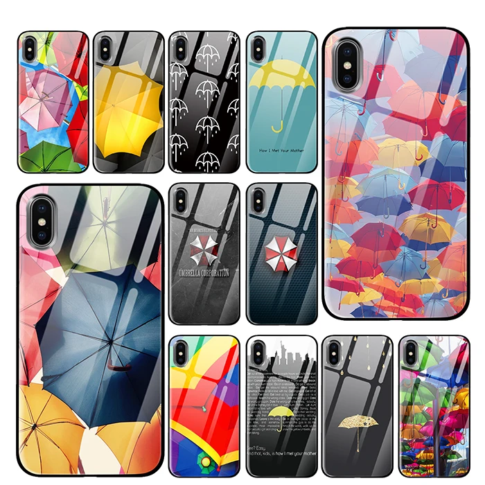 Яркие Зонты из закаленного стекла чехлы для телефонов iPhone 5 5S SE 6 6s 7 8 Plus X XS Max XR задняя крышка