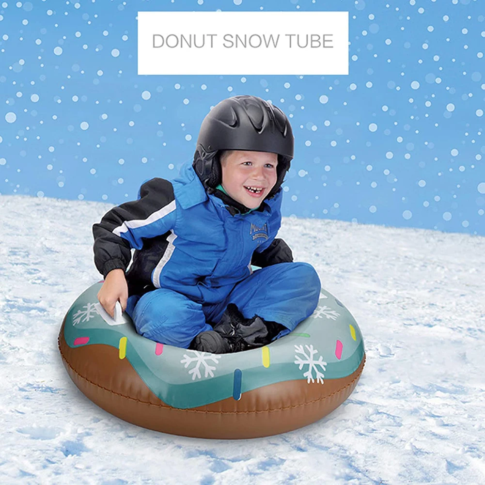 Outdoor Thickened PVC Inflatable Doughnut Ski Circle Durable Wear-Resistant Snow Sled Tire Tube Skiing Ring Pad Sports Accessory