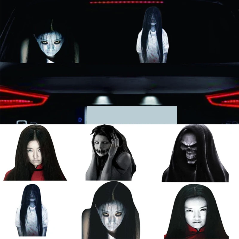

DIY Reflective Scary Horror Face Ghost Decor Car Rear Windows Stickers to Discourage High Beam Lights Users Car Styling Poster