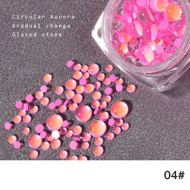 FlorVida 20pcs Sweet Heart Mermaid Rhinestone Beads Holographic Crystal Gems Stones For Nail Art Decorations Mix Size Box Kawaii 100pcs Round 04