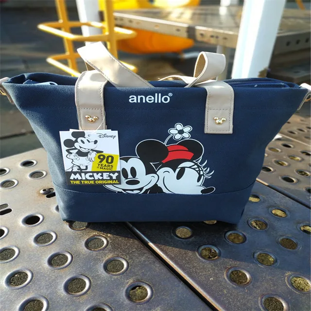 

Mickey Mouse Bag Women's One-Shoulder Shoppingbags Black Canvas Fashion Cute Cartoon Handbag Foldable Stich Bag