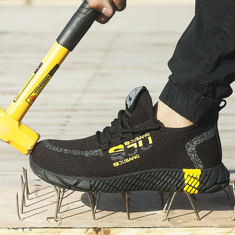 Preise 2020 neue Atmungsaktive Mesh Sicherheit Schuhe Männer Licht Sneaker Unzerstörbar Stahl Kappe Weiche Anti piercing Arbeit Stiefel Plus größe 37 48