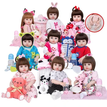 45cm Reborn Baby Doll Soft Silicone Body Newborn Playmate Soothing Kids Toys Simulation Girl Boy Doll Christmas Birthday Gift 1