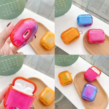 

Fluorescent Liquid Quicksand Protector Cover For Airpods Colorful PC Case Shell case charging 1/2 Hard Protection Clear S3P1