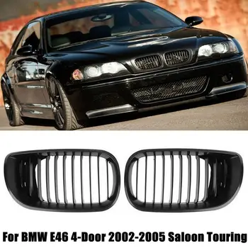 

1 Pair Matte/Glossy Black Car Front Kidney Hood Grille Racing Grills For BMW E46 Touring 4-Door Saloon 4-Door 2002 03 04 2005