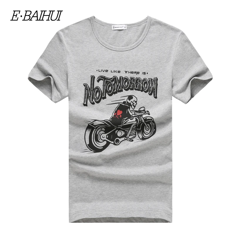

E-BAIHUI skull printed t-shirt brand t shirt men 2020 new summer short sleeve cotton men tee shirts homme cool tops tees T007