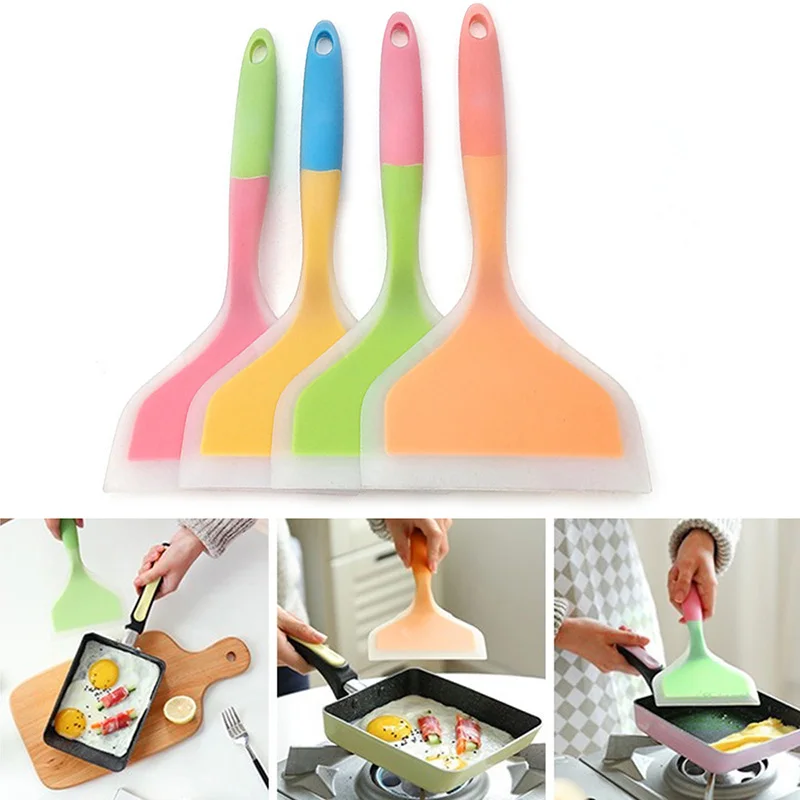 Flexible Silicone Spatula Turner For Flipping Eggs Burgers Crepes Meat