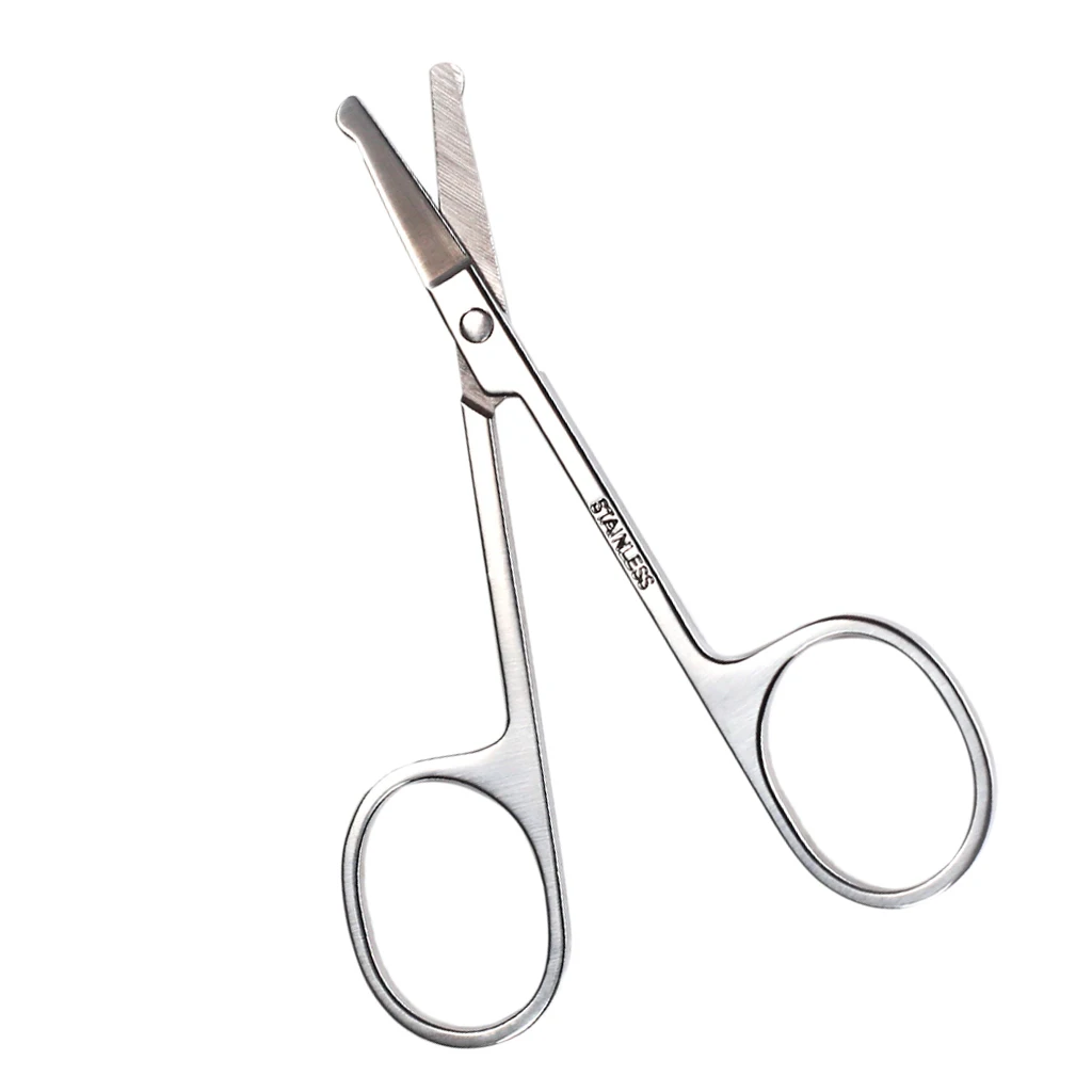 2pcs Women Men Safety Nose Face Hair Eyelash Eyebrow Beard Mustache Scissors Remover Trimming Cutter Set