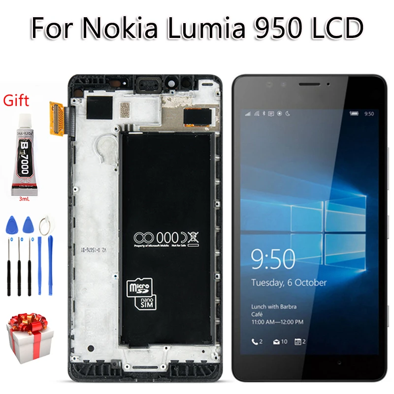 

100% Tested For Nokia Lumia 950 RM 1104 1106 1118 LCD Display Touch Screen With Frame 5.2 inch Digitizer Assembly Replacement