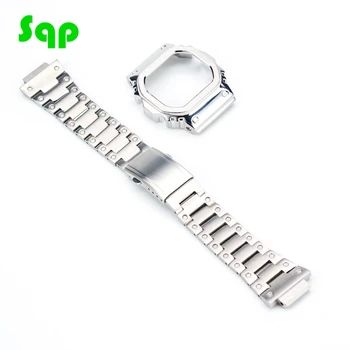 

Silver Set Upgrade Modification Watchband Bezel/Case DW5600/5610 Metal 316L Stainless Steel Strap