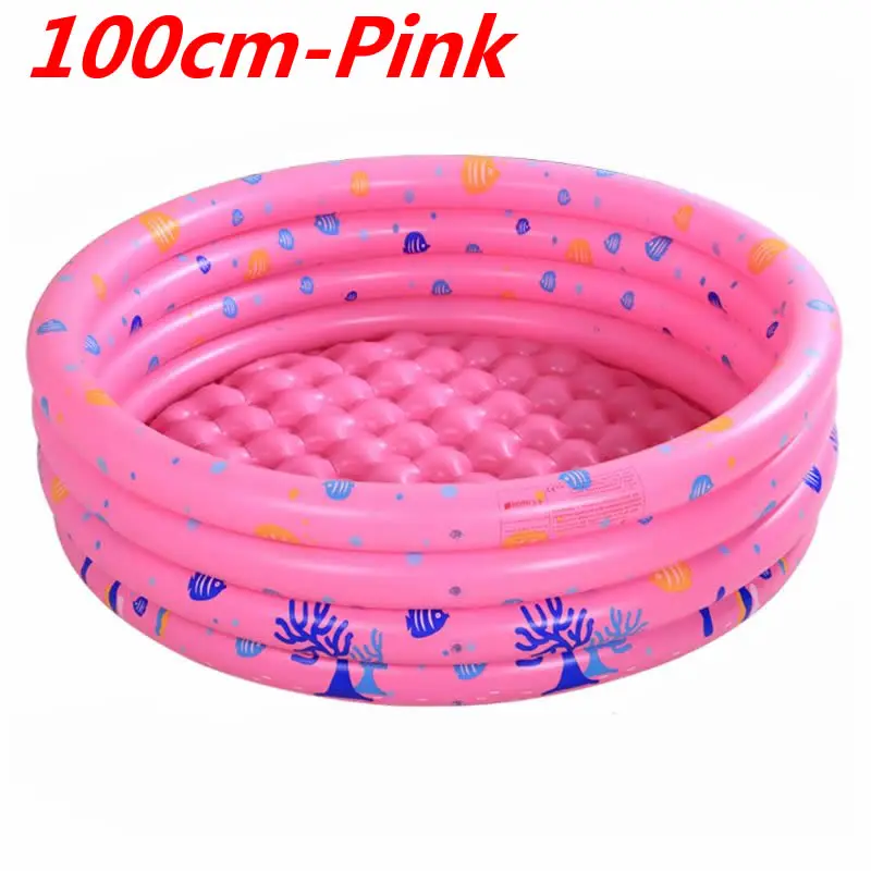100cm-Pink Детский надувной бассейн трициклический надувной портативный открытый для домашнего использования большая детская круглая Ванна - Цвет: 100cm-Pink