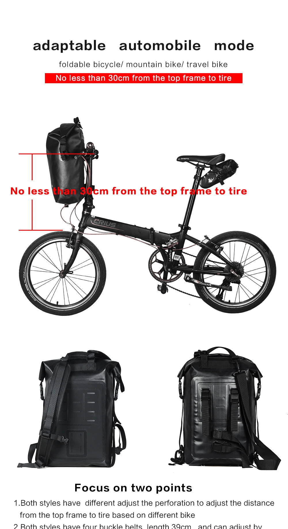 RHINOWALK водонепроницаемый 20л велосипедный рюкзак MTB складной велосипед Передняя ручка барная сумка Велоспорт Путешествия езда bolso bicicleta