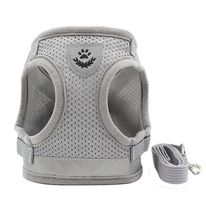 Dog Harness and Leash Set for Chihuahua Pug Small Medium Nylon Mesh Puppy Cat Harnesses Vest Reflective Walking Lead Leash