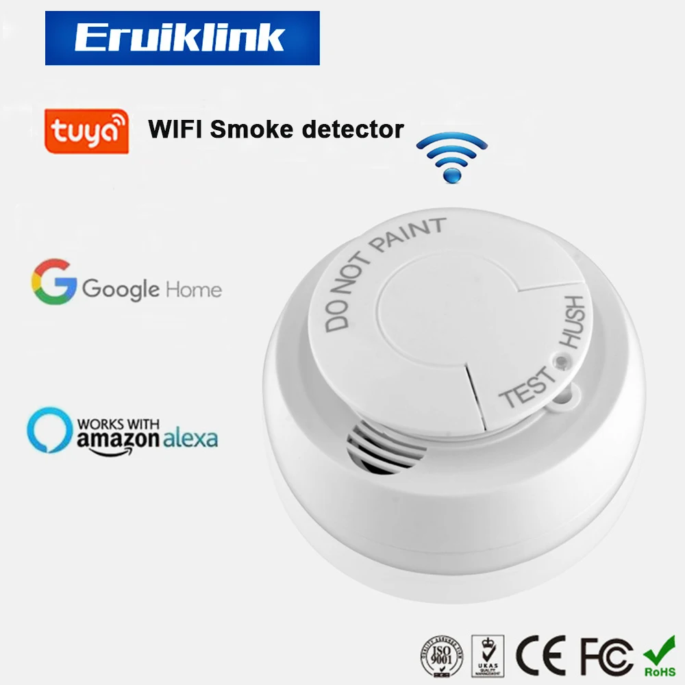 Wi-Fi дымовой детектор противопожарной защиты Портативный детектор дыма s домашнего сейфа безопасность датчик дымовой сигнализации Системы приложение Smart Life приложение Tuya