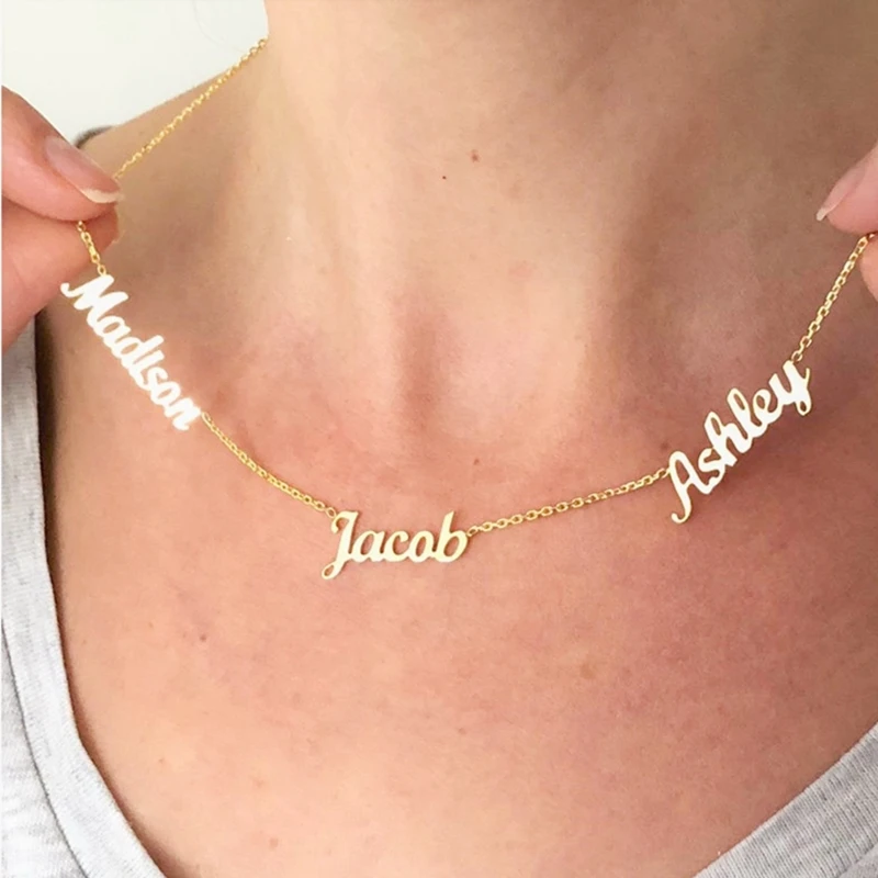 Custom Three Name Necklace Personalized 