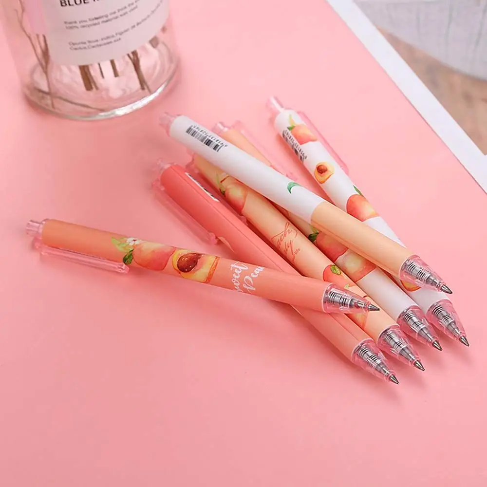 Student Stationery Ballpoint Pen Black Ink Writing Supplies 05mm Peach Neutral Retractable Gel Pens | Канцтовары для офиса и