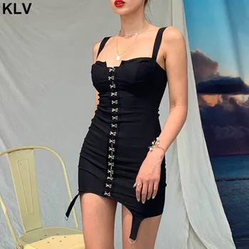 

Women Sexy Sleeveless Corset Crop Top Hook Eye Closure Front Solid Color Backless Bodycon Mini Dress Cocktail Clubwear
