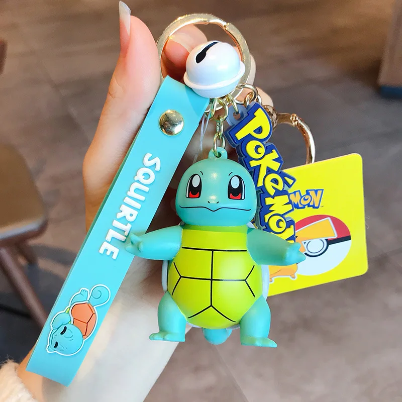 Genuine Pokemon Action Figure Pikachu Keychain Pokémon Keychain Squirtle Psyduck Keychain Model Car Keychain