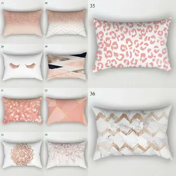 

Polyester Pillow Rose Gold Pink Cushion Cover Waist Case 30cm*50cm Soft Sofa Home Decor