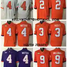 Clemson Tigers, Stitiched, DeShaun Watson, Sammy Watkins, Wayne Gallman II, Artavis Scott for YOUTH KIDS Jersey
