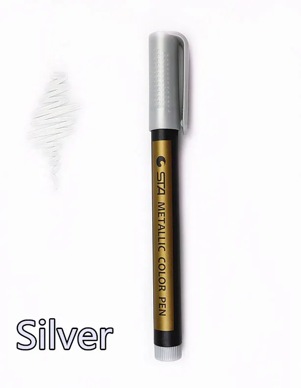 Silver 10 цветов металлический цветной маркер пигмент на водной основе моющаяся ручка для рисования карт - Цвет: Silver