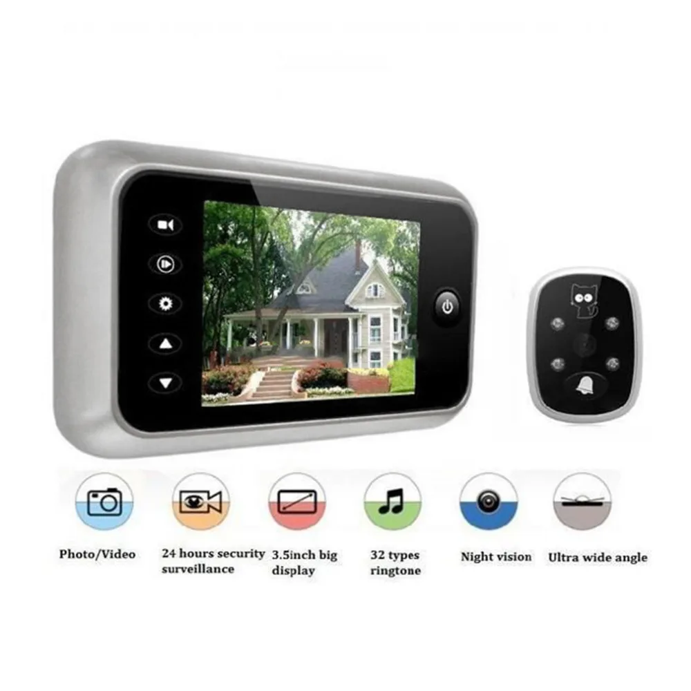 

3.5 LCD T115 Screen Doorbell Viewer Digital Door Peephole Viewer Camera Door Eye Video record 120 Degrees Night vision