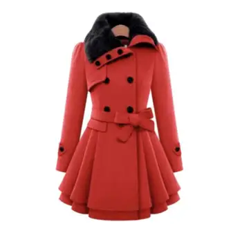 

Coat Women slim long woolen coat double-breasted woolen coat warm windbreaker