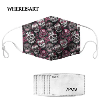 

WHEREISART Sugar Skull Pattern Unisex Anti Air Dust Mask Outdoor Mouth Muffle Proof Lower Half Face Nose Covers Mascaras
