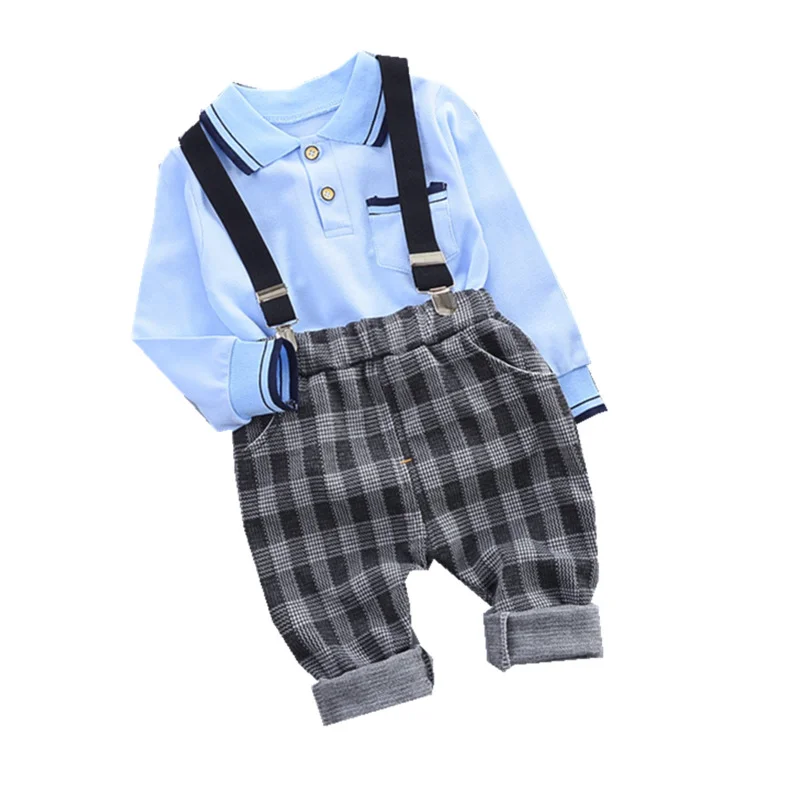 Новинка 2020 года Сезон весна-осень Детская одежда джентльмена Футболка с