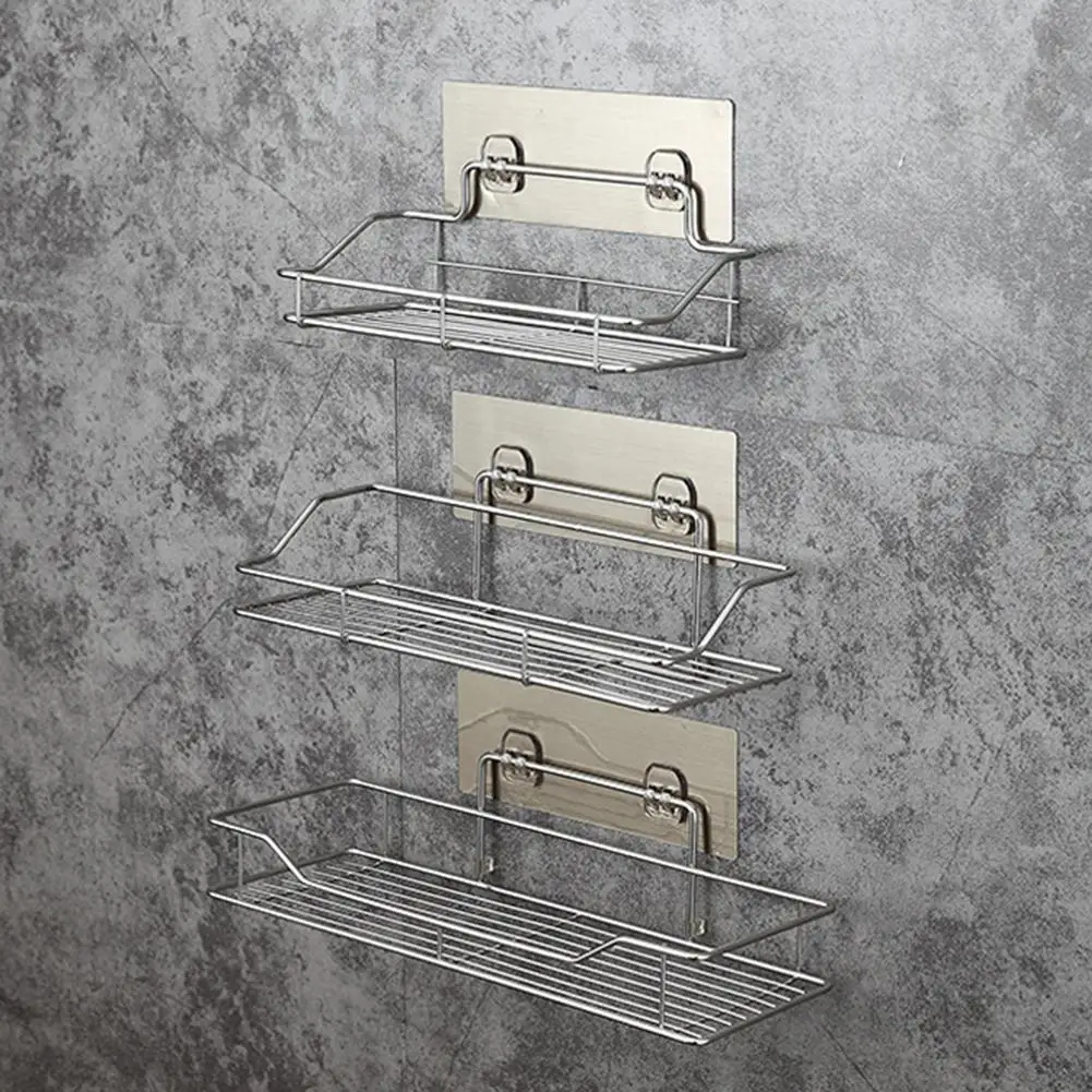 

Bathroom Storage Shelf & Stainless Steel Rack Toilet Free Punching Wall Hanging Storage Rack Kitchen Accessories