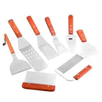 

Vacclo Stainless Steel Steak Pancake Shovel Wooden Handle Cooking Utensil Pizza Turner BBQ Roast Spatula Kitchen Accessories