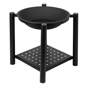 

4-Feet Iron Brazier with a Shelf 22" Wood Burning Fire Pit Backyard Poolside Decoration Outdoor Camping BBQ Brazier Free Ship